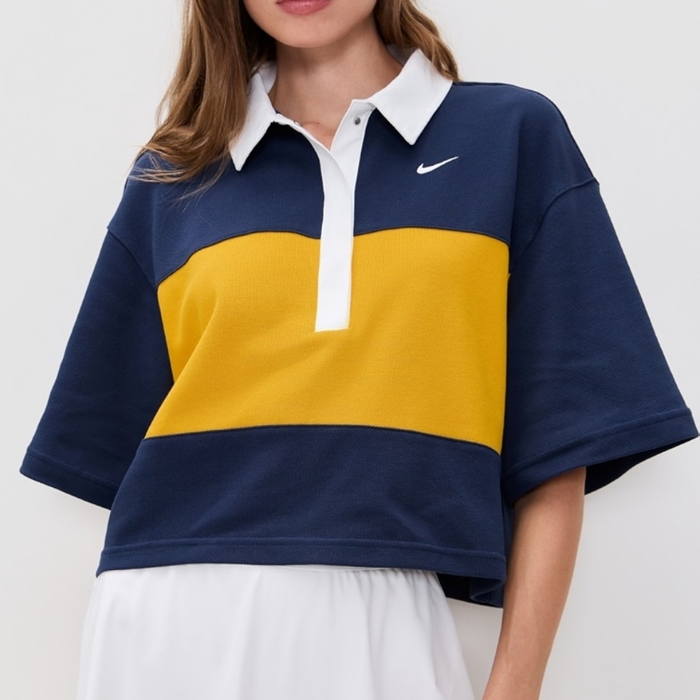 Nike Nsw Street Polo Women's Blue and Yellow Crop Top